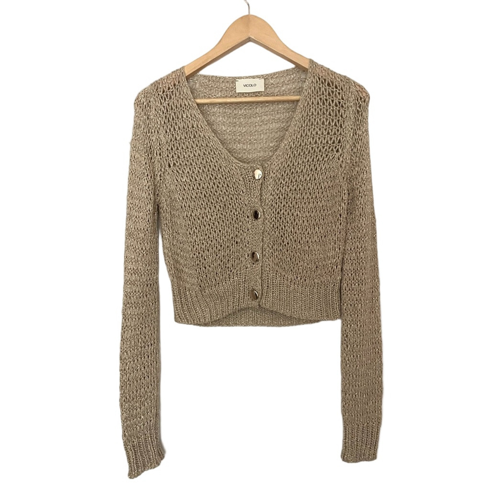 vicolo Women's Tan gold Knit Sweater cropped